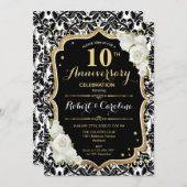 Invitation pour le 10e anniversaire - Noir Blanc O (Devant / Derrière)