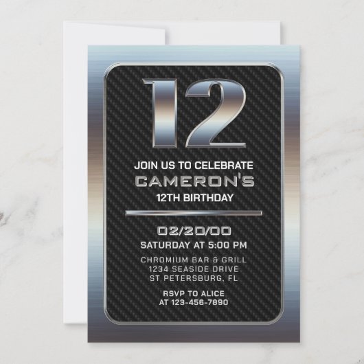 Invitation pour le 12e anniversaire du garçon (Devant)