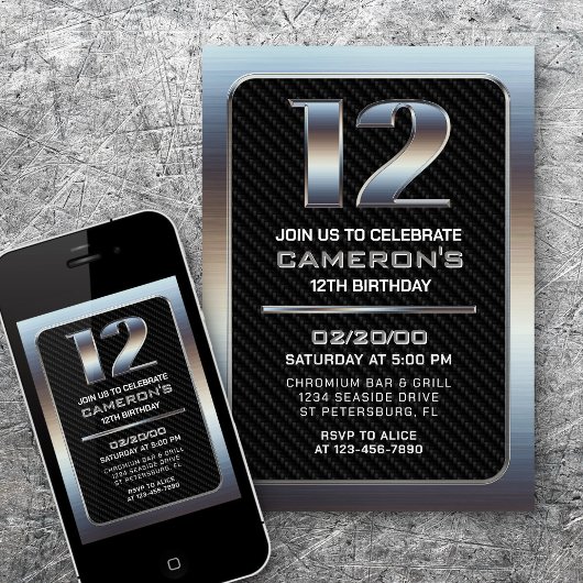 Invitation pour le 12e anniversaire du garçon