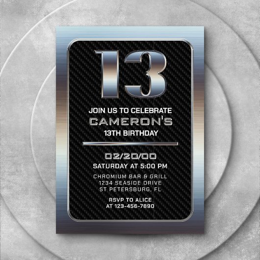 Invitation pour le 13e anniversaire du garçon