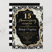 Invitation pour le 15e anniversaire - Noir Blanc O (Devant / Derrière)