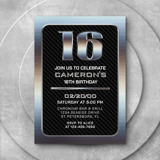 Invitation pour le 16e anniversaire du garçon