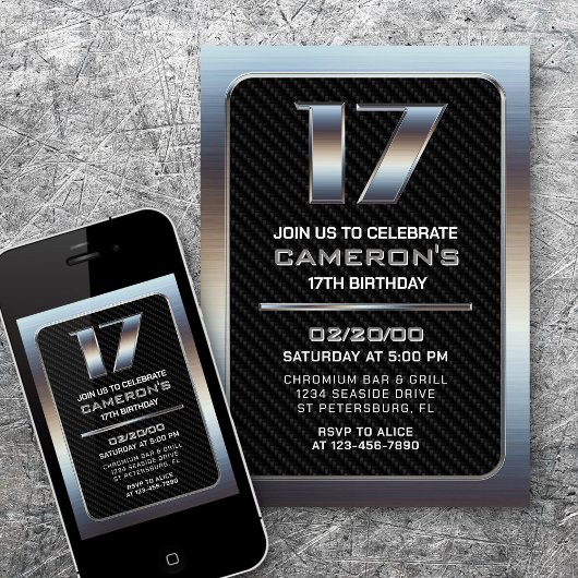 Invitation pour le 17e anniversaire du garçon