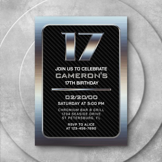 Invitation pour le 17e anniversaire du garçon