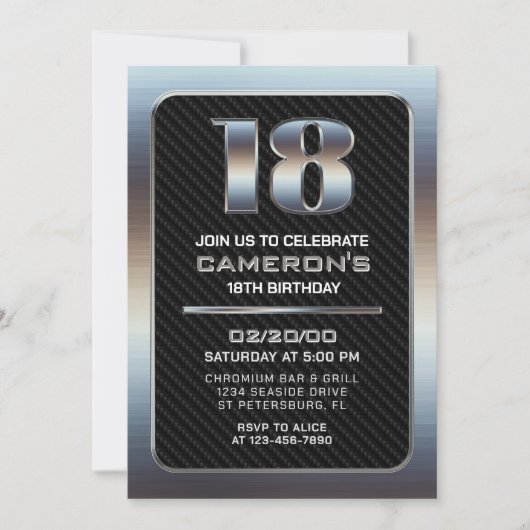 Invitation pour le 18e anniversaire du garçon (Devant)