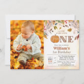 Invitation pour le 1er anniversaire avec citrouill (Devant)