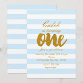 Invitation pour le 1er anniversaire avec rayures b (Devant / Derrière)