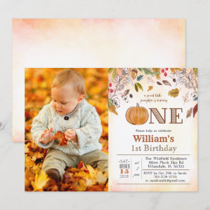 Invitation pour le 1er anniversaire citrouille feu