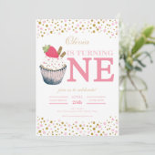 Invitation pour le 1er anniversaire - Cupcake à la (Debout devant)