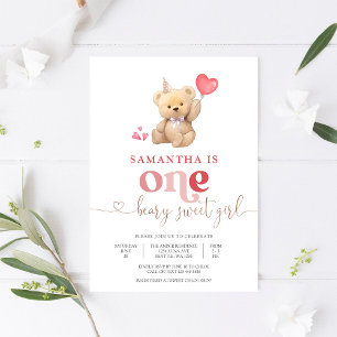 Invitation pour le 1er anniversaire de Beary Sweet