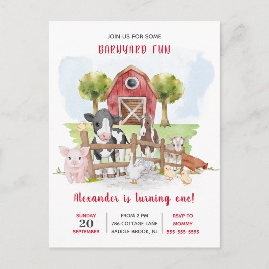 Invitation pour le 1er anniversaire de bébé à la f (Devant)