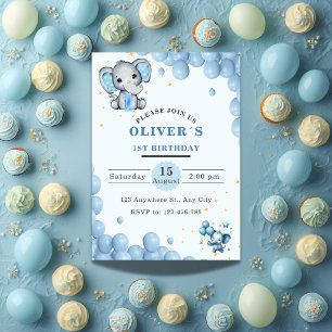 Invitation pour le 1er anniversaire de bébé élépha