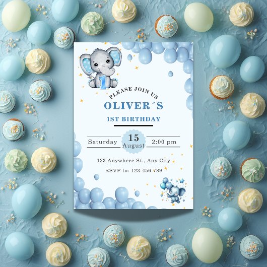 Invitation pour le 1er anniversaire de bébé élépha