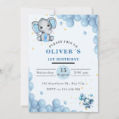 Invitation pour le 1er anniversaire de bébé élépha (Devant)