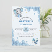 Invitation pour le 1er anniversaire de bébé élépha (Debout devant)