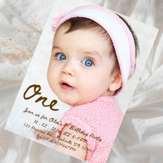 Invitation pour le 1er Anniversaire de Bébé Fille
