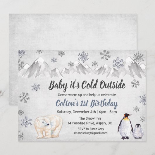 Invitation pour le 1er anniversaire de bébé, il fa (Devant / Derrière)
