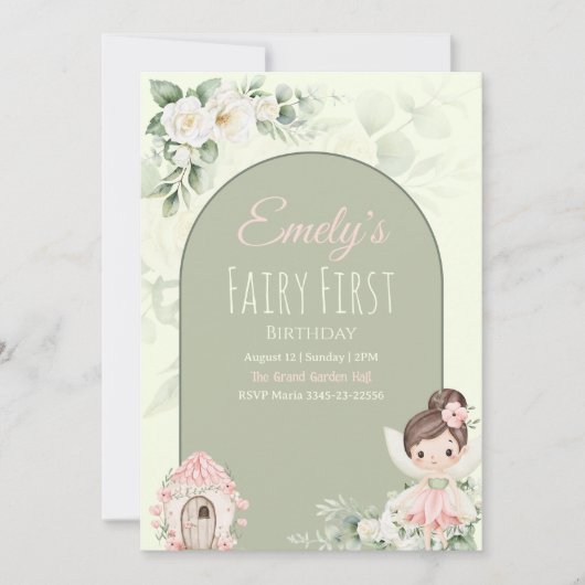 Invitation pour le 1er anniversaire de Fée Fleur M (Devant)