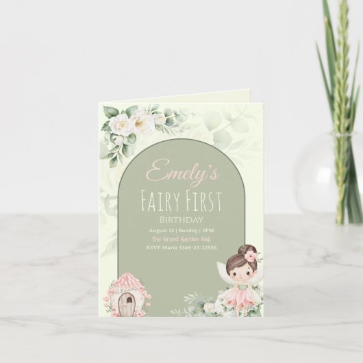 Invitation pour le 1er anniversaire de Fée Fleur M (Devant)