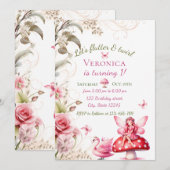 Invitation pour le 1er anniversaire de fée Princes (Devant / Derrière)