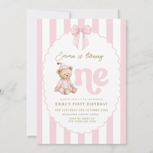 Invitation pour le 1er anniversaire de fille avec (Devant)