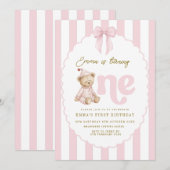 Invitation pour le 1er anniversaire de fille avec (Devant / Derrière)