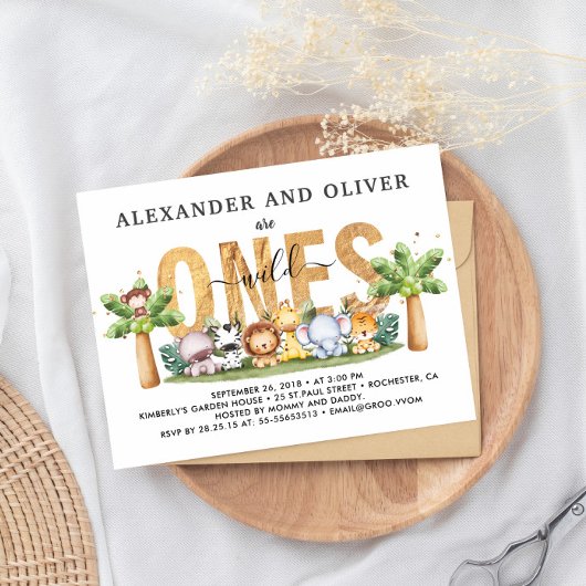 Invitation pour le 1er anniversaire de jumeaux Saf