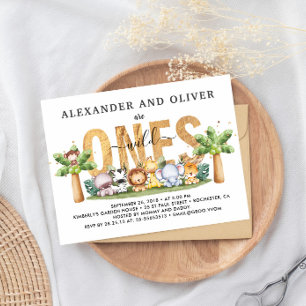 Invitation pour le 1er anniversaire de jumeaux Saf