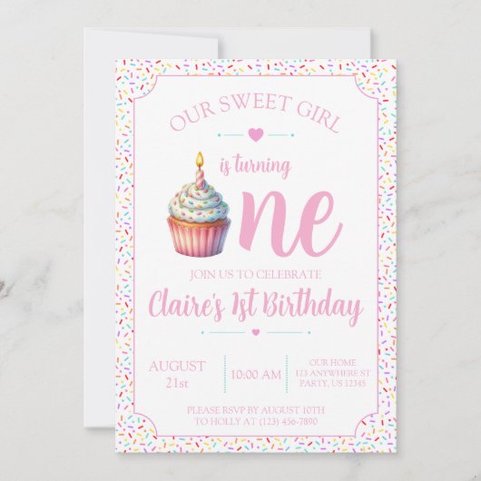 Invitation pour le 1er anniversaire de la douce pe (Devant)