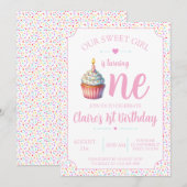 Invitation pour le 1er anniversaire de la douce pe (Devant / Derrière)