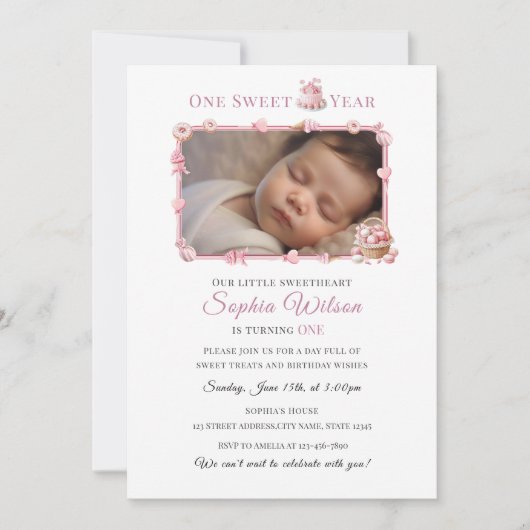 Invitation pour le 1er anniversaire de la douce pe (Devant)