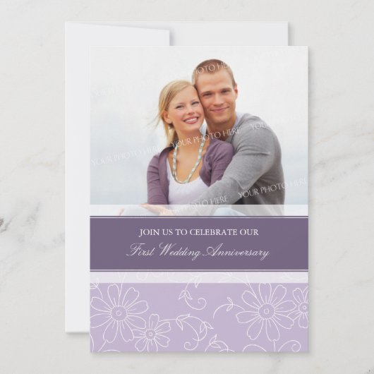 Invitation pour le 1er anniversaire de mariage ave (Devant)