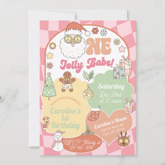 Invitation pour le 1er anniversaire de Noël d'une  (Devant)