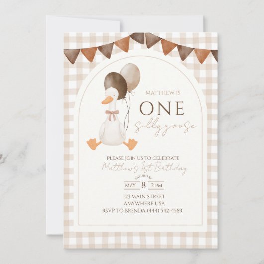 Invitation pour le 1er anniversaire de One Silly G (Devant)
