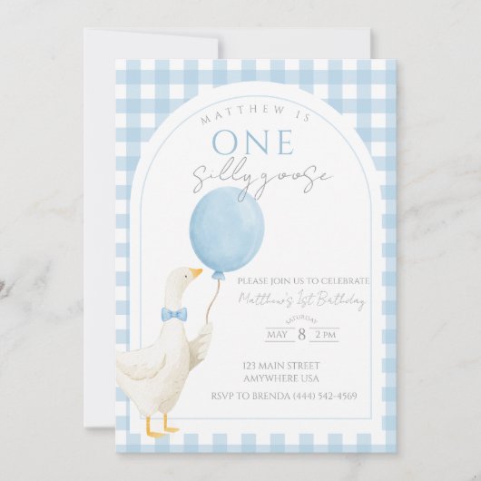 Invitation pour le 1er anniversaire de One Silly G (Devant)