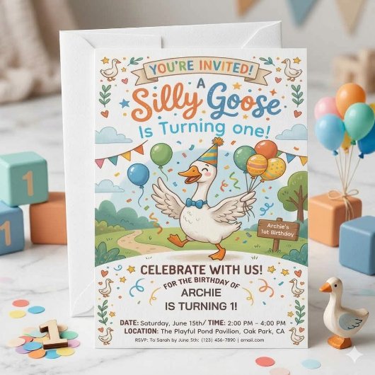 Invitation pour le 1er anniversaire de Silly Goose