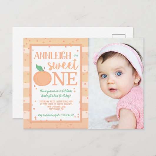Invitation pour le 1er anniversaire de Sweet One P (Devant / Derrière)