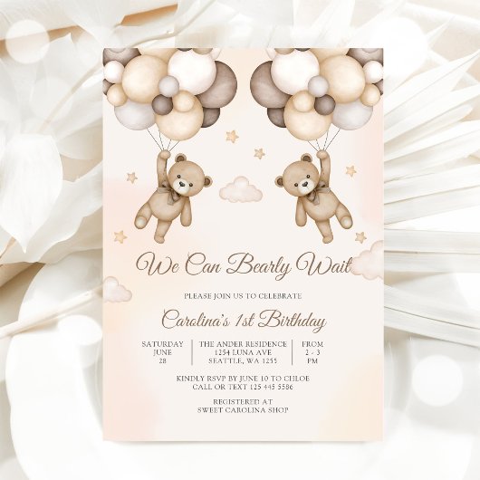 Invitation pour le 1er anniversaire de Teddy Bear