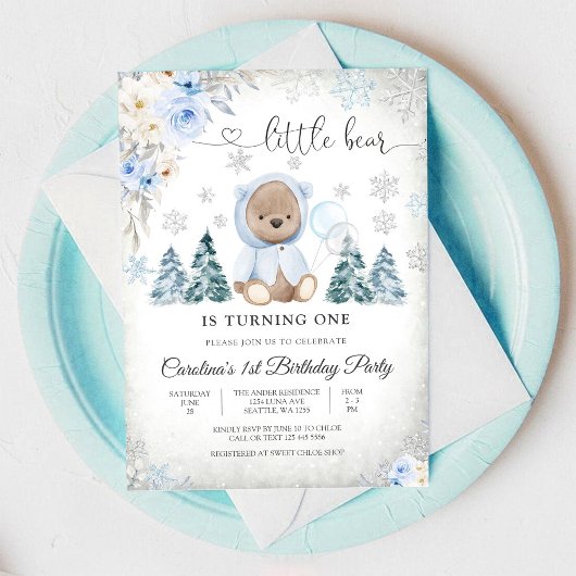 Invitation pour le 1er anniversaire de Teddy Bear 