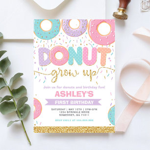 Invitation pour le 1er anniversaire Donut Grow Up