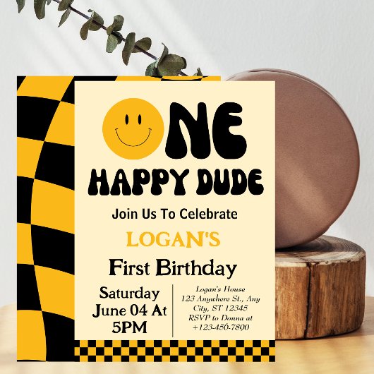 Invitation pour le 1er anniversaire d'un garçon he