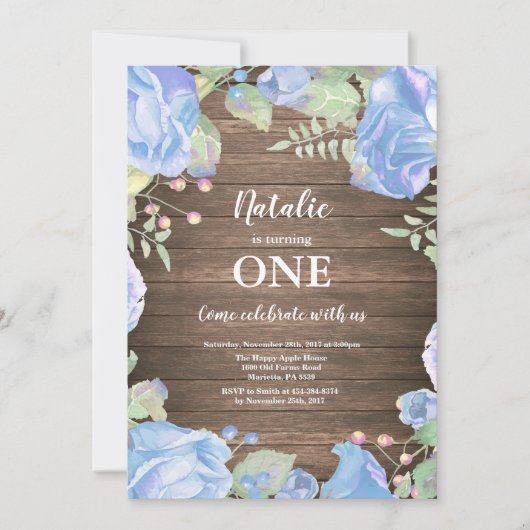 Invitation pour le 1er anniversaire d'une fille, f (Devant)