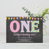 Invitation pour le 1er anniversaire - Fille tablea (Debout devant)