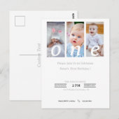 Invitation pour le 1er anniversaire garçon, Invita (Devant / Derrière)