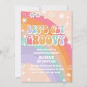 Invitation pour le 1er anniversaire Groovy Rainbow (Devant)