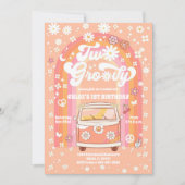 Invitation pour le 1er anniversaire Groovy Rainbow (Devant)
