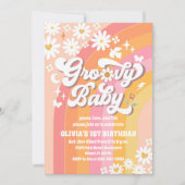 Invitation pour le 1er anniversaire Groovy Rainbow (Devant)