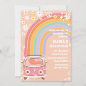Invitation pour le 1er anniversaire Groovy Rainbow (Devant)