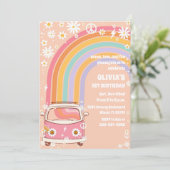 Invitation pour le 1er anniversaire Groovy Rainbow (Debout devant)