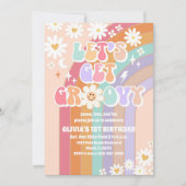 Invitation pour le 1er anniversaire Groovy Rainbow (Devant)